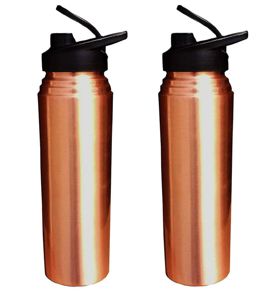 Treasure Exports Pure Copper Sipper Bottle for Sports Yoga Sipper Combo Pack of 2