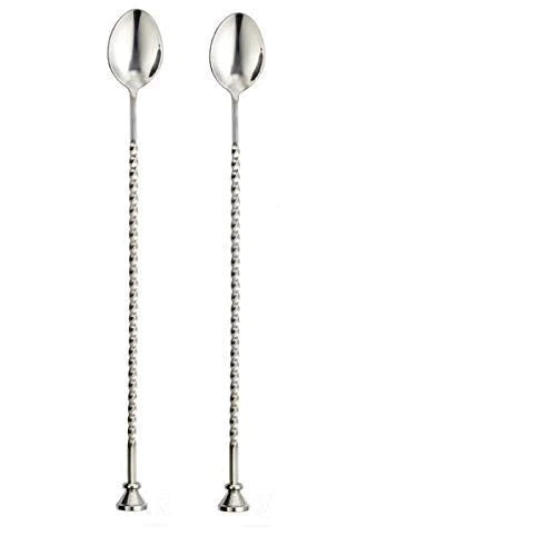 Treasure Exports Stirrer Spoon Twisted with knob top, Cocktail Mixing Spoon, Stainless Steel Cocktail Spoon, Bar Cocktail Spoon 28 cm: 2 Pcs Set