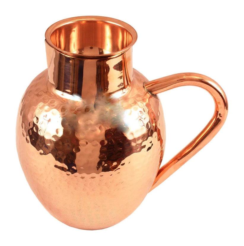 Treasure Exports Hammered Royal Surai Design Copper Jug Pitcher Storage and Serving Water Health Benefits 1500 ml - TREASURE EXPORTS