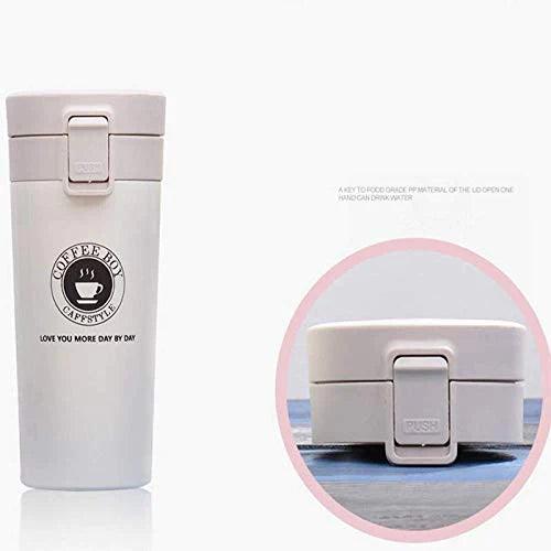 Treasure Exports Double Wall Vacuum Insulated Travel Stainless Steel Coffee 300ml (White) - TREASURE EXPORTS