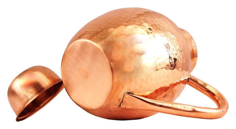Treasure Exports Hammered Royal Surai Design Copper Jug Pitcher Storage and Serving Water Health Benefits 1500 ml - TREASURE EXPORTS