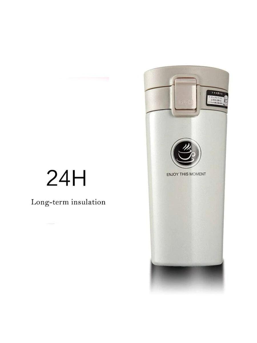 Treasure Exports Double Wall Vacuum Insulated Travel Stainless Steel Coffee 300ml (White) - TREASURE EXPORTS