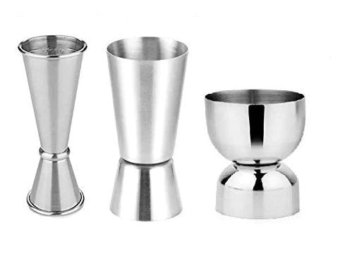 Treasure Exports Steel Peg Measure, Bar Tool - Set of 3 Measuring Bar Cup, Silver