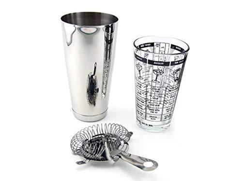 Treasure Exports Professional Stainless Steel Bar Set, Boston Shaker Set (Cocktail Shaker, Mixing Glass, and Hawthorne Strainer): 3 Pcs Set - TREASURE EXPORTS