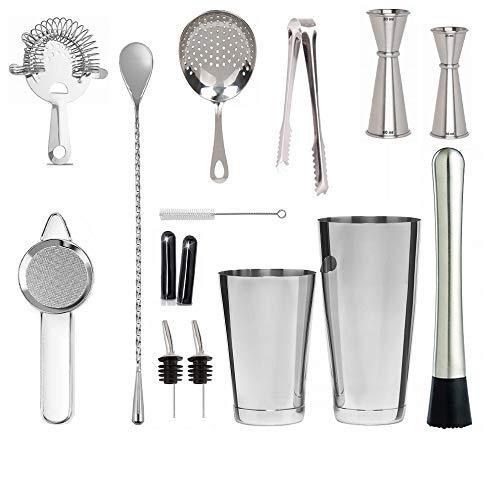 Treasure Exports Bar Set Cocktail Shaker Set Professional Bartender Kit with Bar Accessories 14 Pcs - TREASURE EXPORTS