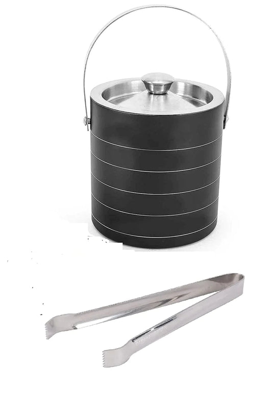 Treasure Exports Stainless Steel Bar Set, Bartender Kit Set of 2 Piece| Bar Tool Set with Ice Bucket and Ice Tong