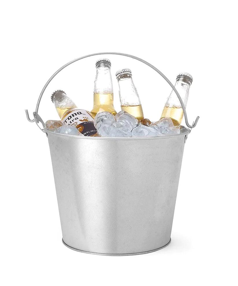 Treasure Exports Beer Bucket, Galvanized Beer Bucket Built-in Bottle Opener, Party Bucket, Ice Bucket, Wine Bucket, Bar Bucket, Beer Bucket for Party: 1 Pc. - TREASURE EXPORTS