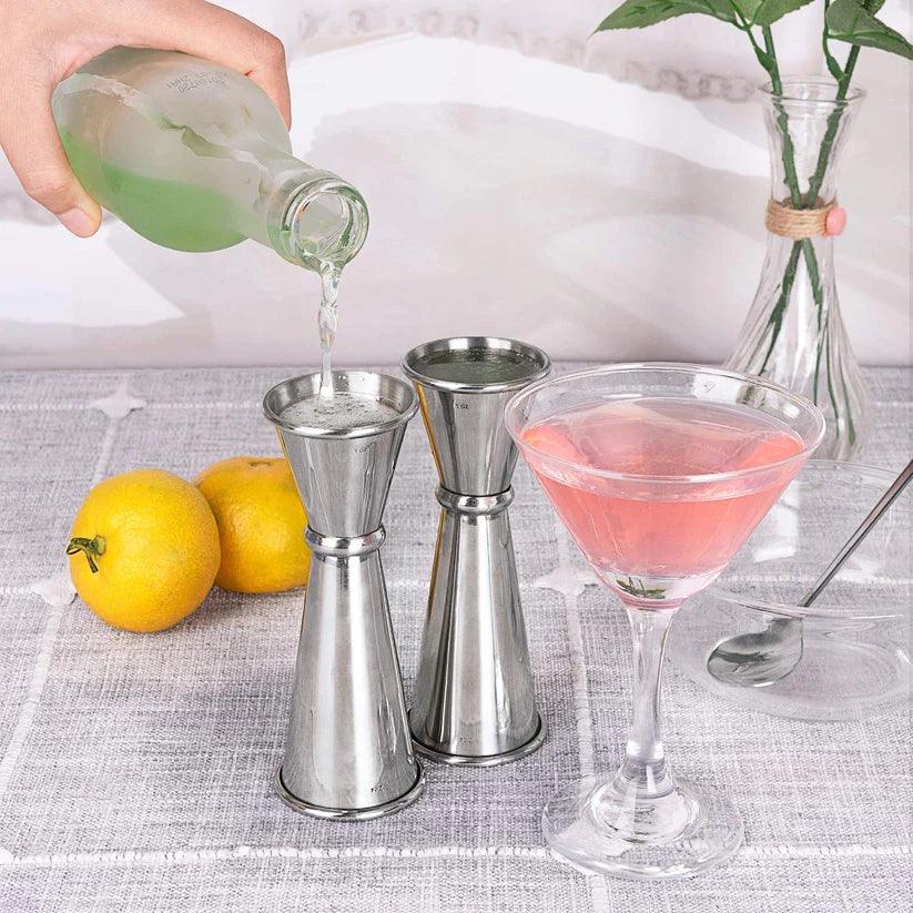Treasure Exports Cocktail Tools, Bartender Kit, 2 Pcs Double Japanese Peg Measurer (30-60 ml) and 1 Pc. Teardrop Mixing Spoon, 1 Cocktail Strainer: 4 PCS - TREASURE EXPORTS