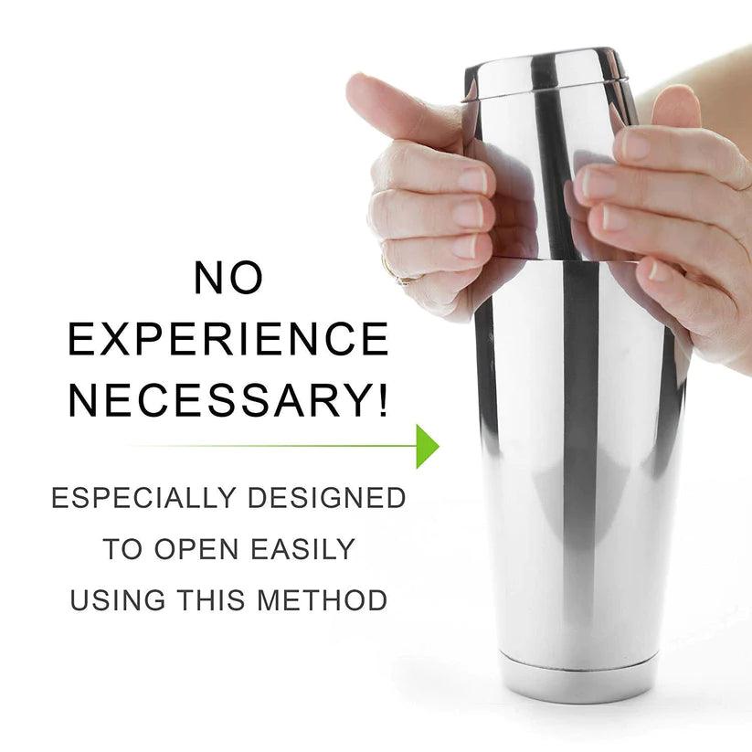 Treasure Exports Professional Stainless Steel Bar Boston Shaker Set,4 Prong Shaker, Mixing Glass, Japanese Jigger and Cocktail Strainer): 4 Piece Set - TREASURE EXPORTS