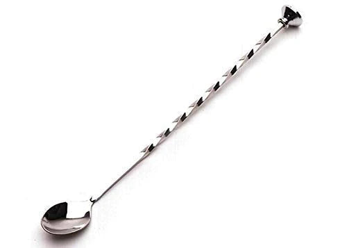Treasure Exports Cocktail Bar Muddler 8" Stainless Steel Drink Muddler & Mixing Spoon 12" with Long Spiral Handle to Create Refreshing Drinks 2 Pcs.
