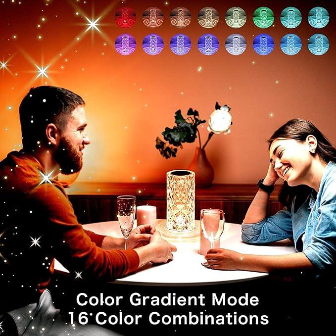 Treasure Exports Crystal Diamond Table Lamp Dimmable Touch And Remote Control Romantic 16 Color Diamond Table Lamps Usb Rechargeable Led Night Stand Lamp (Multicolor) (Crystal Rose Lamp) - TREASURE EXPORTS