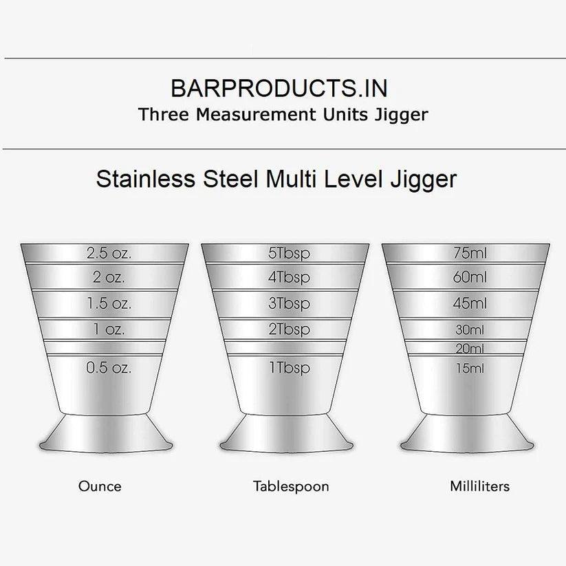 Treasure Exports Quality Multi Level Measuring Jigger Peg Measures Bar Cocktail Jigger 75ml - TREASURE EXPORTS