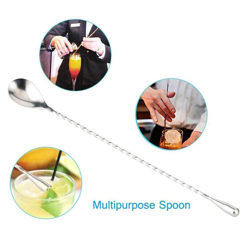 Treasure Exports Bar Set for Drink : Ice Bucket Peg Measurer 30-60 ml Teardrop Bar Spoon Ice Tong Bottle Opener Pourer Woden Muddler: 8 Pcs Set - TREASURE EXPORTS