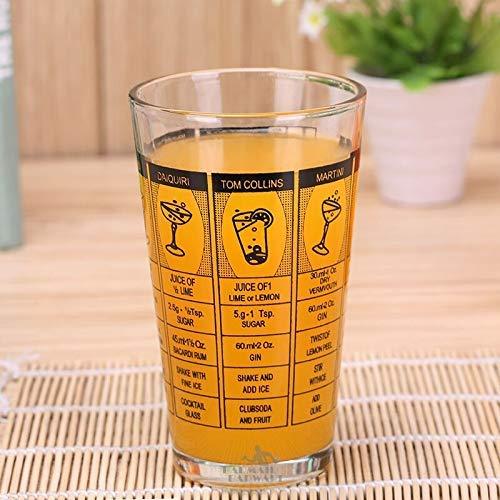 Treasure Exports Transparent Cocktail Mixing Glass with Printed Recipes Mixing and 4 Pong Strainer - TREASURE EXPORTS
