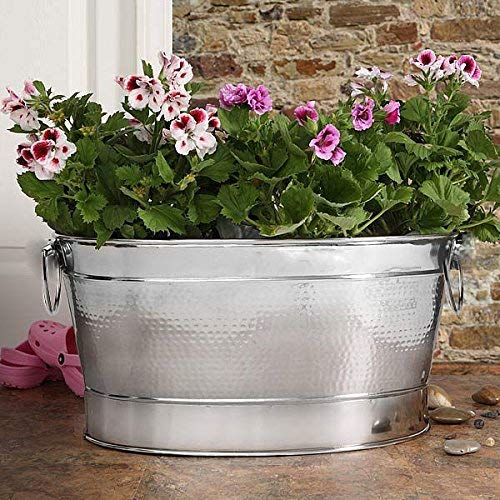 Treasure Exports Stainless Steel Double Walled Insulated Hammered Oval Wine Tub| Beverage Chiller (15L)