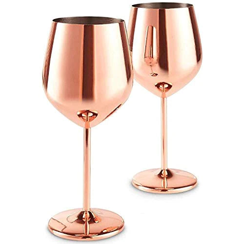 Treasure Exports Stainless Steel Stemmed Wine Glasses, Shatter Proof Unbreakable Wine Glass Goblets, Premium Gift for Men and Women - 350 ml Set of 2 Pcs