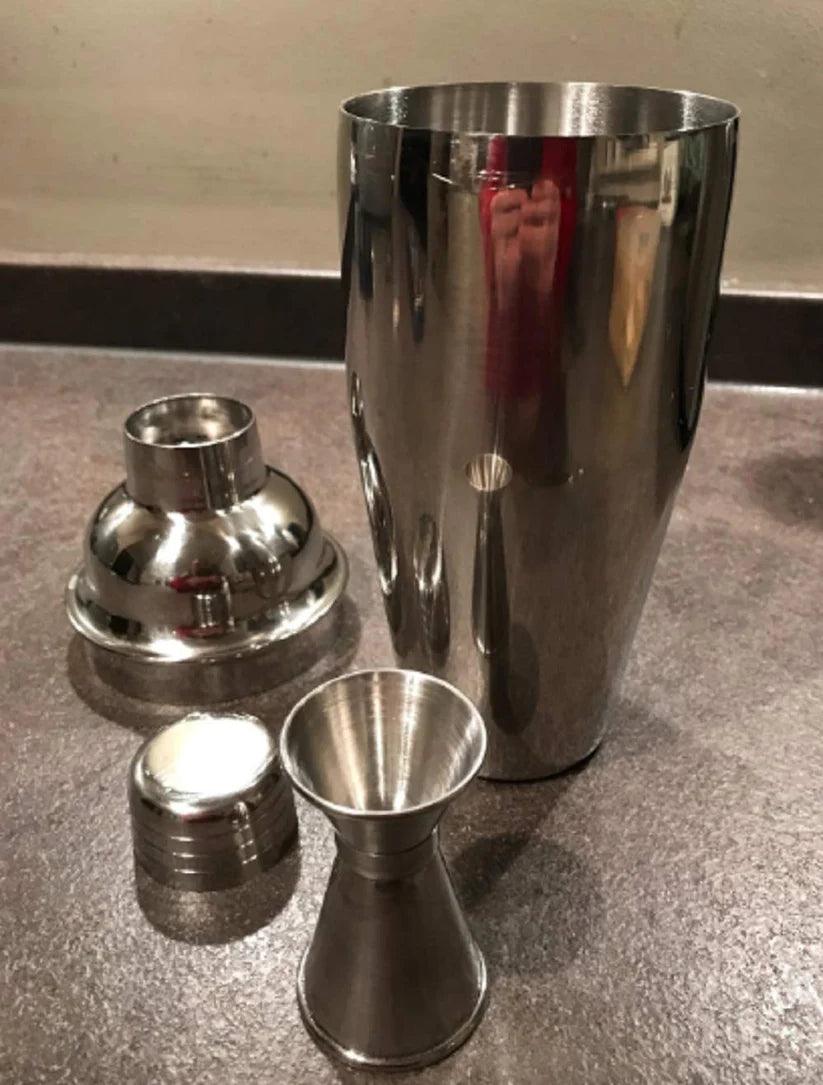 Treasure Exports Stainless Steel Plain Bar Set Bar Accessories Set of 2 Pieces | Cocktail Shaker with Japanese Peg Measure - TREASURE EXPORTS
