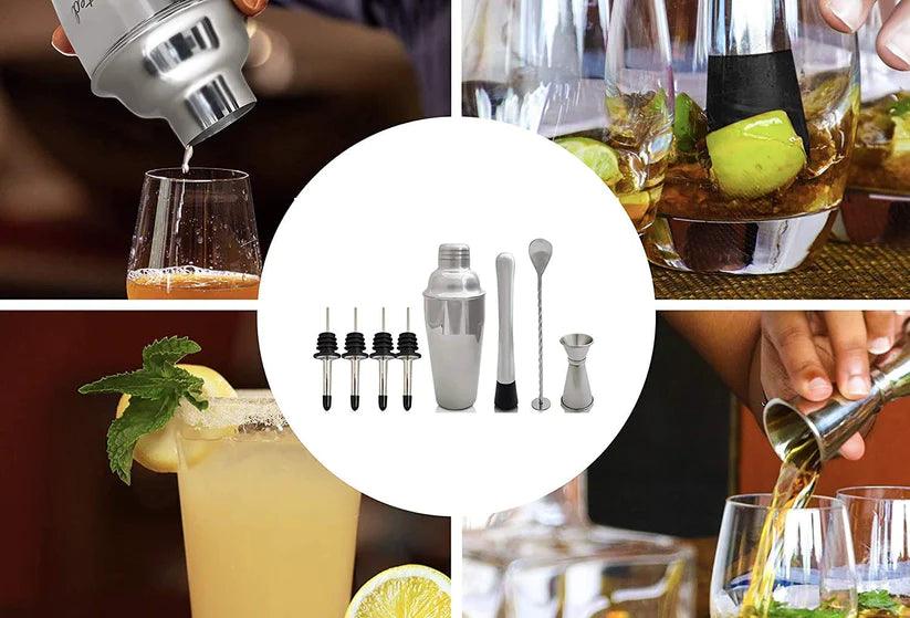 Treasure Exports Premium Cocktail Shaker with Stainless Steel Cobbler Shaker, Margarita Mixer: 8 Pcs - TREASURE EXPORTS