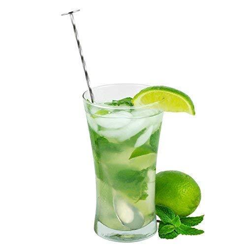 Treasure Exports Bar Spoon with Muddler top/Cocktail Mixing Spoon/Long Handle Stirring/Spiral Pattern, Bar Cocktail Shaker Spoon 28 cm: 2 Pcs - TREASURE EXPORTS