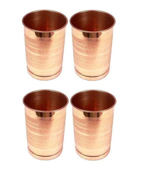 Treasure Exports Copper Glass Tumbler Lacquer Coated Plain Design 300 ML Pack of 4