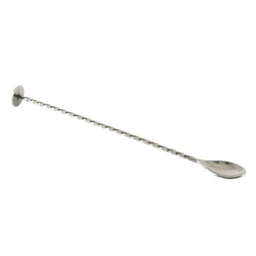 Treasure Exports Bar Spoon with Muddler top/Cocktail Mixing Spoon/Long Handle Stirring/Spiral Pattern, Bar Cocktail Shaker Spoon 28 cm: 2 Pcs - TREASURE EXPORTS