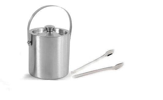 Treasure Exports Stainless Steel Ice Bucket with Ice Tong | Bar Accessories (1.5 LTR)