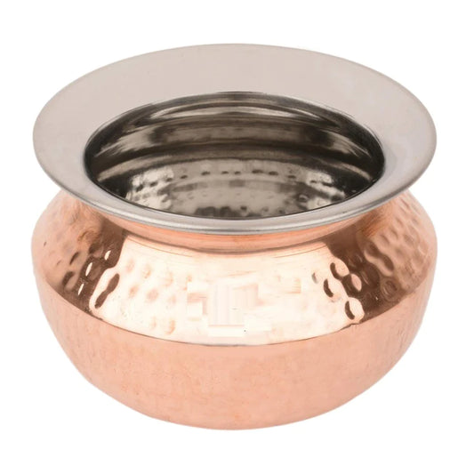Treasure Exports Steel Copper Punjabi Serving Handi Bowl Serve Ware 600 ml