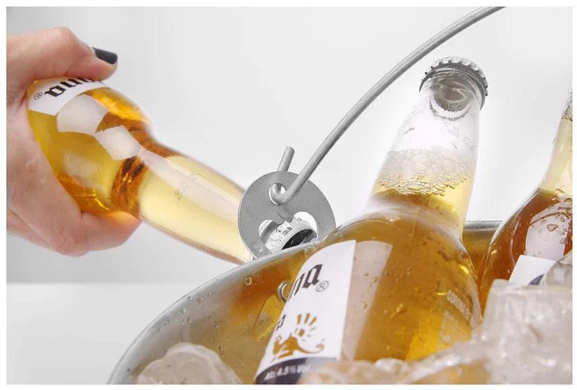 Treasure Exports Beer Bucket, Galvanized Beer Bucket Built-in Bottle Opener, Party Bucket, Ice Bucket, Wine Bucket, Bar Bucket, Beer Bucket for Party: 1 Pc. - TREASURE EXPORTS