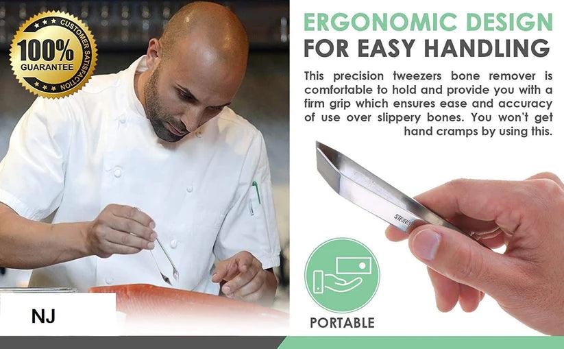 Treasure Exports Kitchen Cooking Culinary Tweezers, Stainless Steel Precision Tongs Medical Beauty Utensils, 6.3 Inches -3 Pieces Set - TREASURE EXPORTS