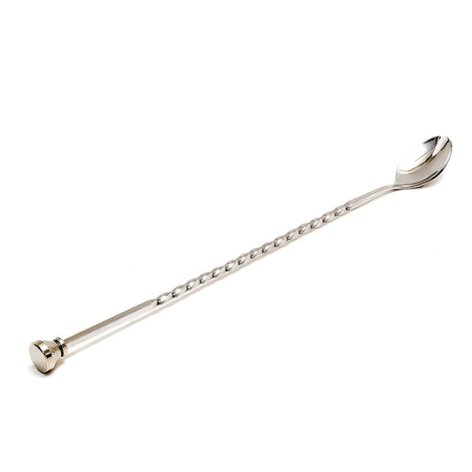 Treasure Exports Premium Bar Stirrer Spoon Twisted with Muddler top Long Spoon Cocktail Mixing Spoon Long Handle Stirring Spoon Stainless Steel Cocktail Spoon Bar Cocktail Shaker Spoon 11" Length : 1 Pc.