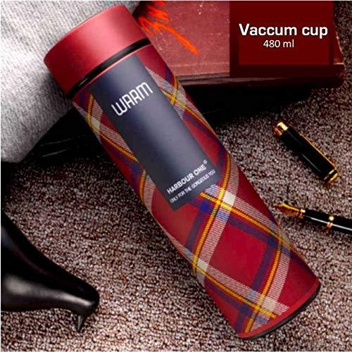 Treasure Exports Double Wall Vacuum Insulated Stainless Steel Flask BPA Free Thermos Travel Water Bottle Sipper 480 ml - Hot and Cold 12 Hours Red(Warm) - TREASURE EXPORTS