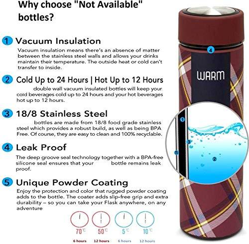 Treasure Exports Double Wall Vacuum Insulated Stainless Steel Flask BPA Free Thermos Travel Water Bottle Sipper 480 ml - Hot and Cold 12 Hours Red(Warm) - TREASURE EXPORTS