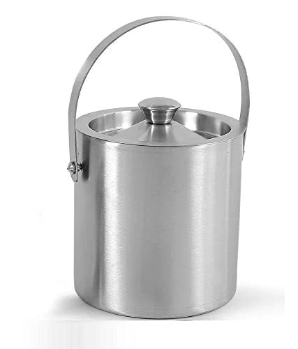 Treasure Exports Double Walled Ice Bucket Stainless Steel with Ice Tong I Bar Bucket I Ice Cube Storage Box