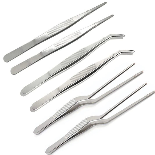 Treasure exports Kitchen Cooking Culinary Tweezers, Stainless Steel Precision Tongs, Medical Beauty Utensils, 6.3 Inches : 6 Pcs Set