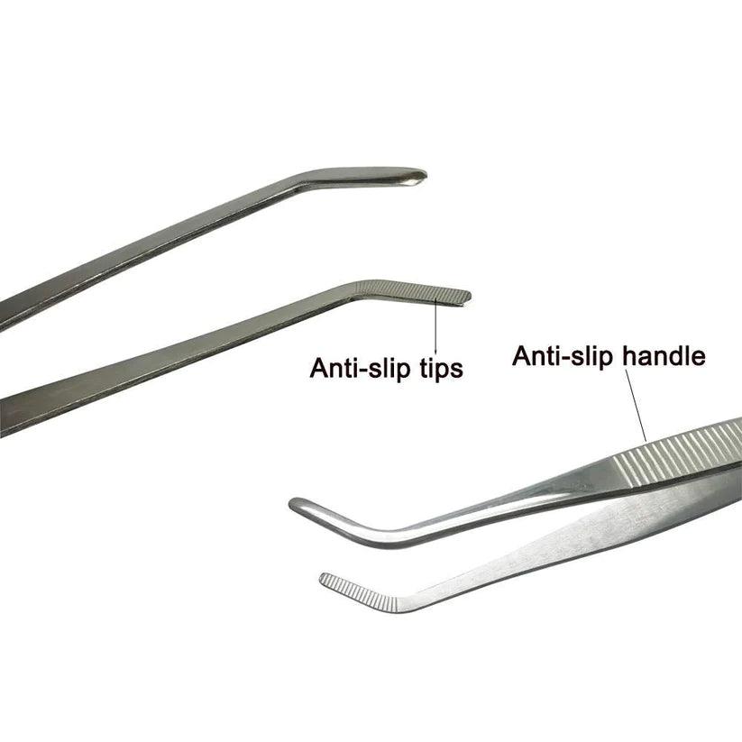 Treasure Exports Kitchen Cooking Culinary Tweezers, Stainless Steel Precision Tongs Medical Beauty Utensils, 6.3 Inches -3 Pieces Set - TREASURE EXPORTS