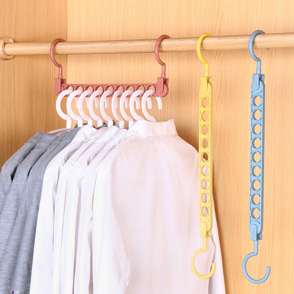 Treasure Pack of 6 Multifunctional Wardrobe Space Saver Folding Smart Hangers,Smart Hangers Set for Clothes Wardrobe, 360 Degrees Rotatable Hooks - 9-Holes Design Closet Organizer Smart Hanger - TREASURE EXPORTS