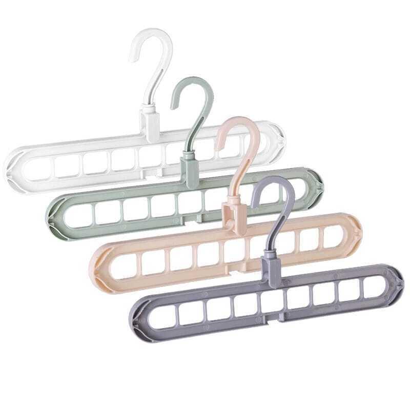 Treasure Pack of 6 Multifunctional Wardrobe Space Saver Folding Smart Hangers,Smart Hangers Set for Clothes Wardrobe, 360 Degrees Rotatable Hooks - 9-Holes Design Closet Organizer Smart Hanger - TREASURE EXPORTS