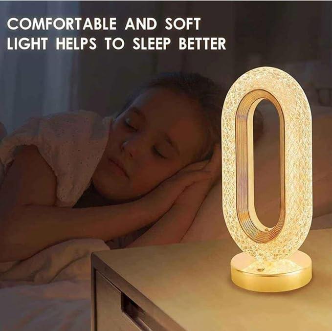 Treasure USB Rechargeable Crystal Table Lamp Oval Shaped - Decorative Crystal 3 Colors Changing Led Crystal Bedside Modern Lamp for Home,Bedroom,Party Dinner Decor - TREASURE EXPORTS