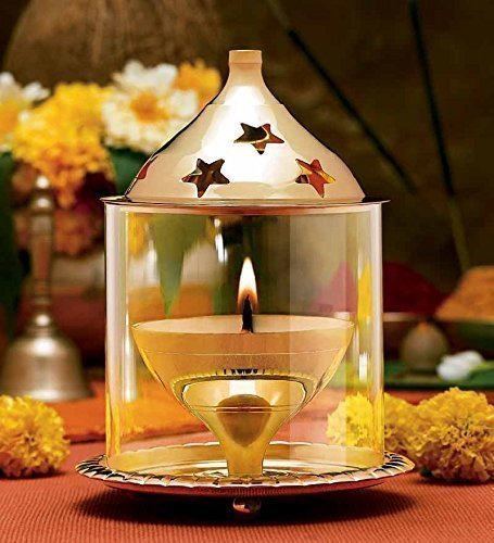 Treasure exports Brass Lamp Akhand Puja Diya 7 Inch(Large)