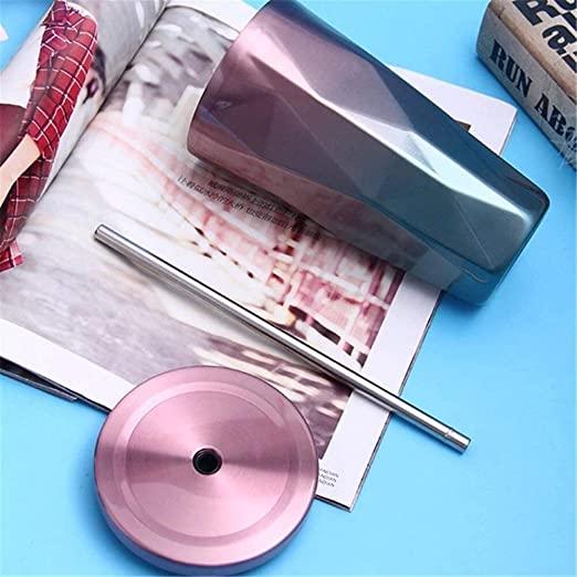 Double Wall 550ML Vacuum Insulated Travel Stainless Steel Flask Tumbler(Tumbler with Steel Straw) - TREASURE EXPORTS