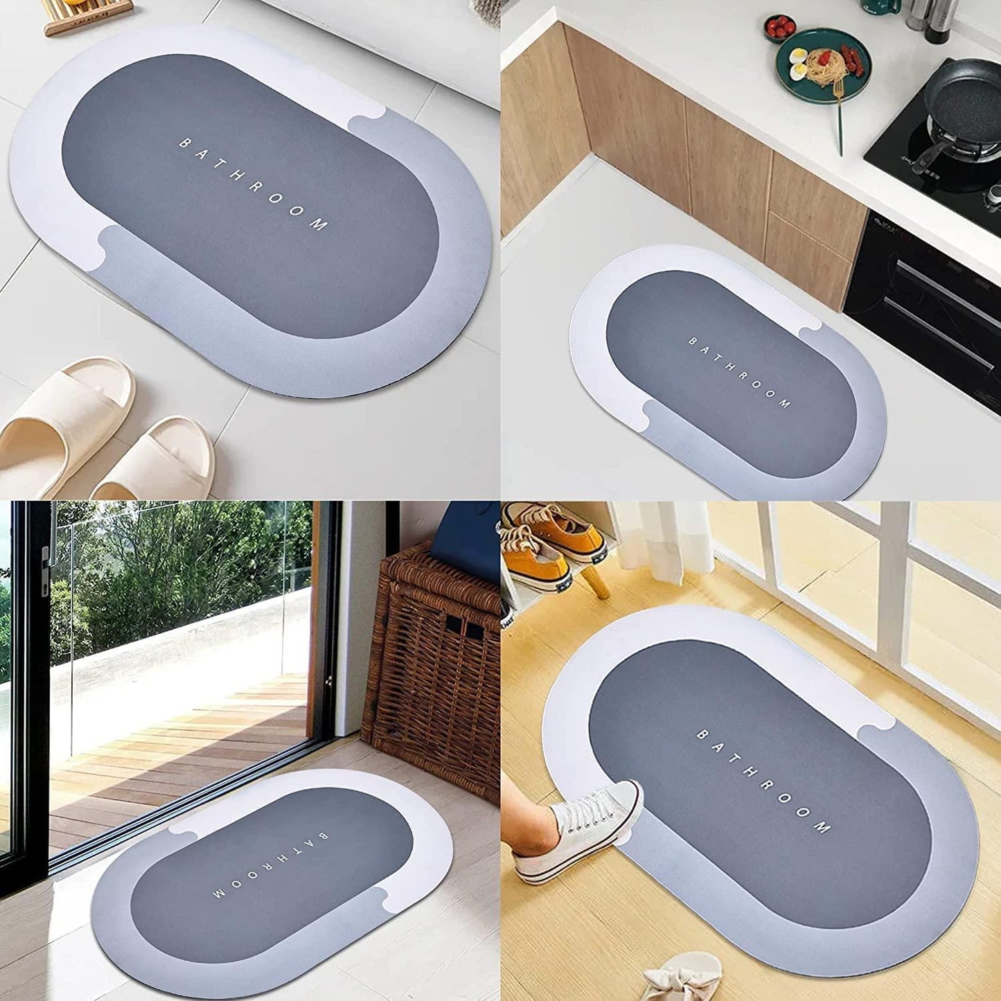 Treasure Floor Mat, Bath Mat, Doormat, Bathroom Carpet. Cushion Mat Super Absorbent Soft Carpet, Quick Dry Dirt Barrier for Home, Office 1pc(40x60cm, Multicolor, Round, Rubber) - TREASURE EXPORTS