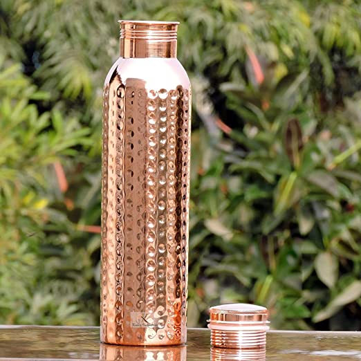 Treasure Hammered copper water bottle 1 litre copper water bottle with hammered design