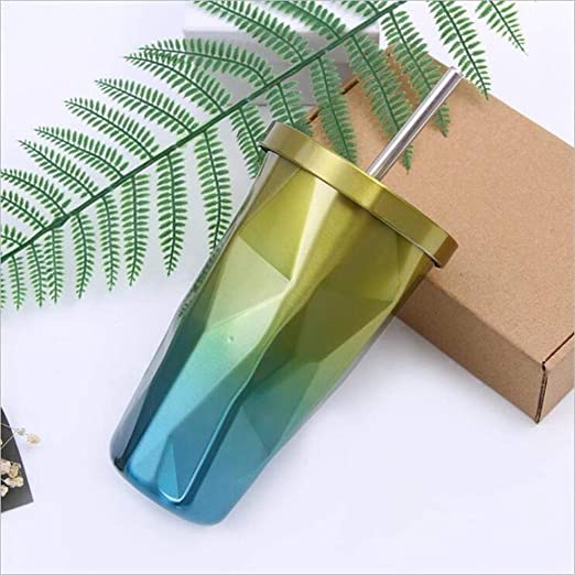 Double Wall 550ML Vacuum Insulated Travel Stainless Steel Flask Tumbler(Tumbler with Steel Straw)