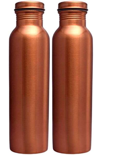 Treasure Plain Copper Bottle No Joint and Leak Proof Ayurvedic Health Benefits Copper Water Bottle for Yoga