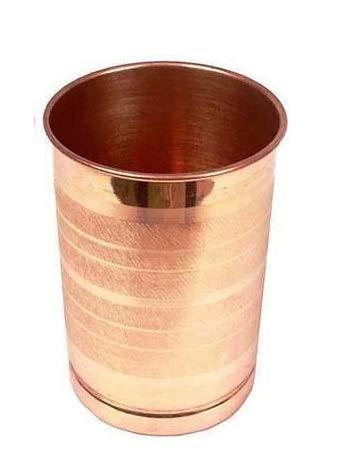Treasure Exports Copper Glass Tumbler Lacquer Coated Plain Design 300 ML Pack of 1 - TREASURE EXPORTS