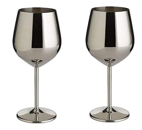 Treasure Exports Stainless Steel Stemmed Wine Glasses, Copper Coated Unbreakable Wine Glass Goblets, Premium Gift for Men and Women - 350 ml: Set of 2 Pcs - TREASURE EXPORTS