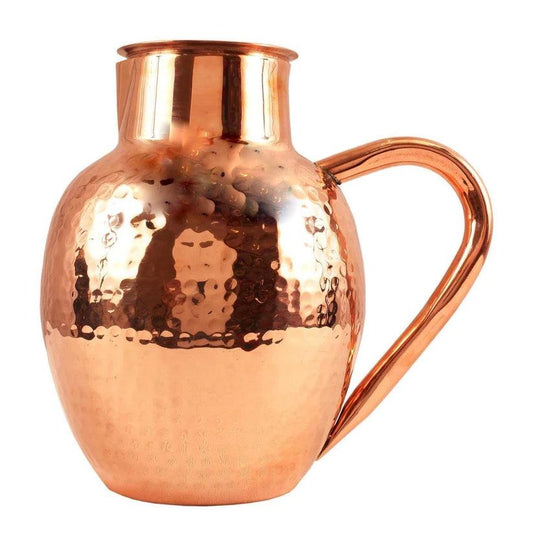Treasure Exports Hammered Royal Surai Design Copper Jug Pitcher Storage and Serving Water Health Benefits 1500 ml - TREASURE EXPORTS