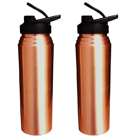 Treasure Exports Pure Copper Sipper Bottle for Sports Yoga Sipper Combo Pack of 2 - TREASURE EXPORTS