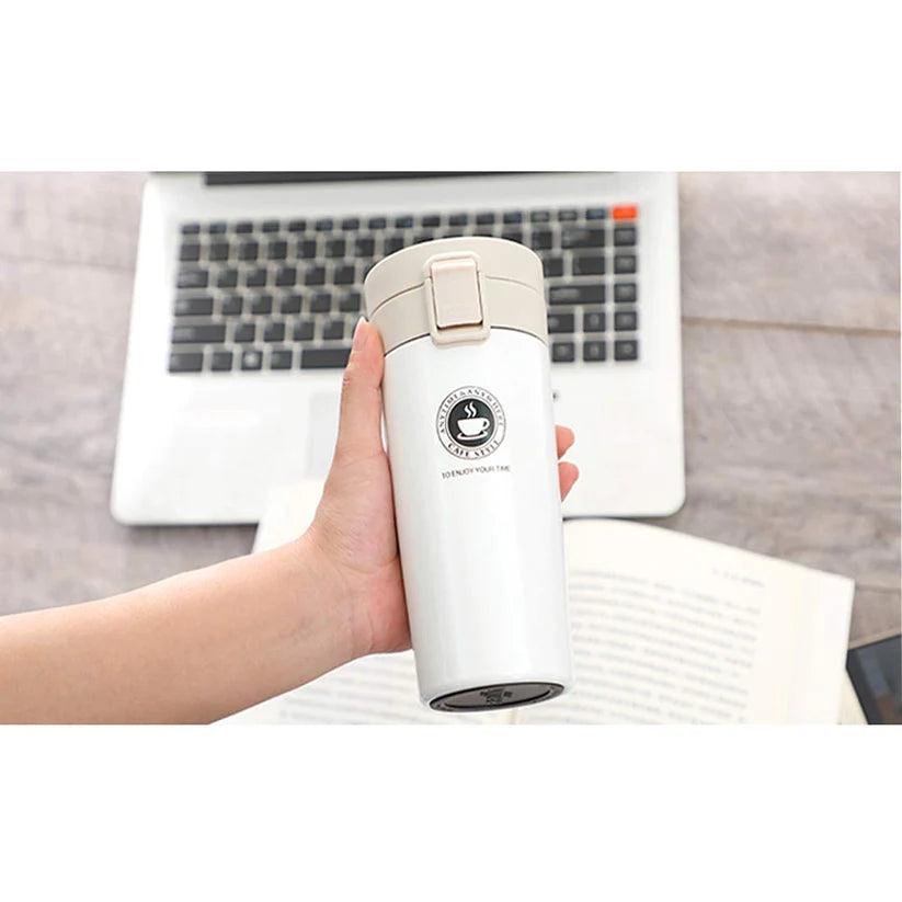 Treasure Exports Double Wall Vacuum Insulated Travel Stainless Steel Coffee 300ml (White) - TREASURE EXPORTS