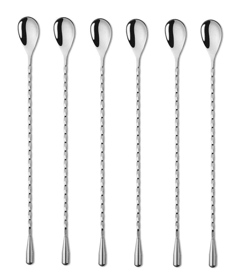 Treasure Exports Teardrop Bar Spoons Stainless Steel, Professional Cocktail Mixing Spoon Bar Tool Japanese Style Teardrop Spoon: 12 Inches - 6 Pcs Set - TREASURE EXPORTS